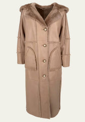 Shearling Lambskin Coat Camille - Feminine Elegance in Beige