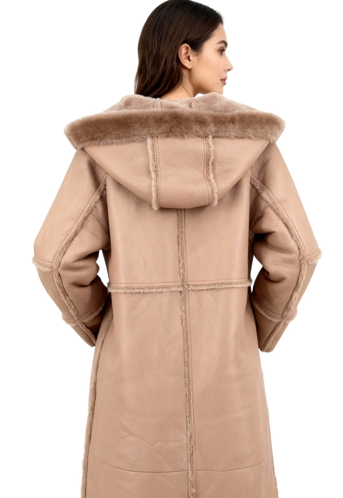 Shearling Lambskin Coat Camille - Feminine Elegance in Beige