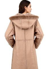 Shearling Lambskin Coat Camille - Feminine Elegance in Beige