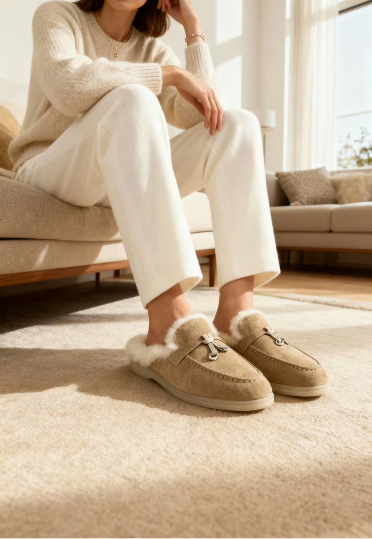 Fiorana Women's Shearling Mules Sand