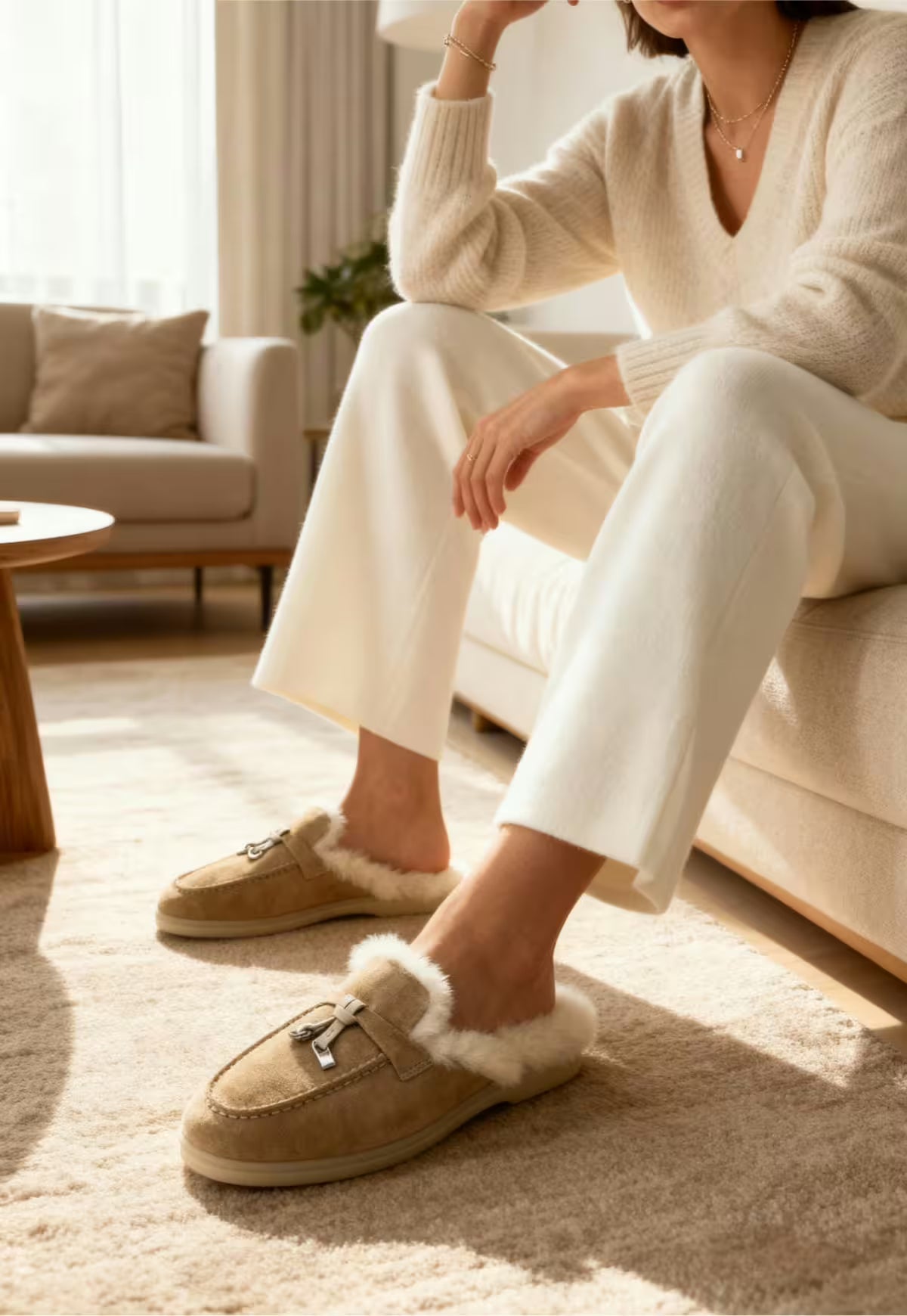 Fiorana Women's Shearling Mules Sand