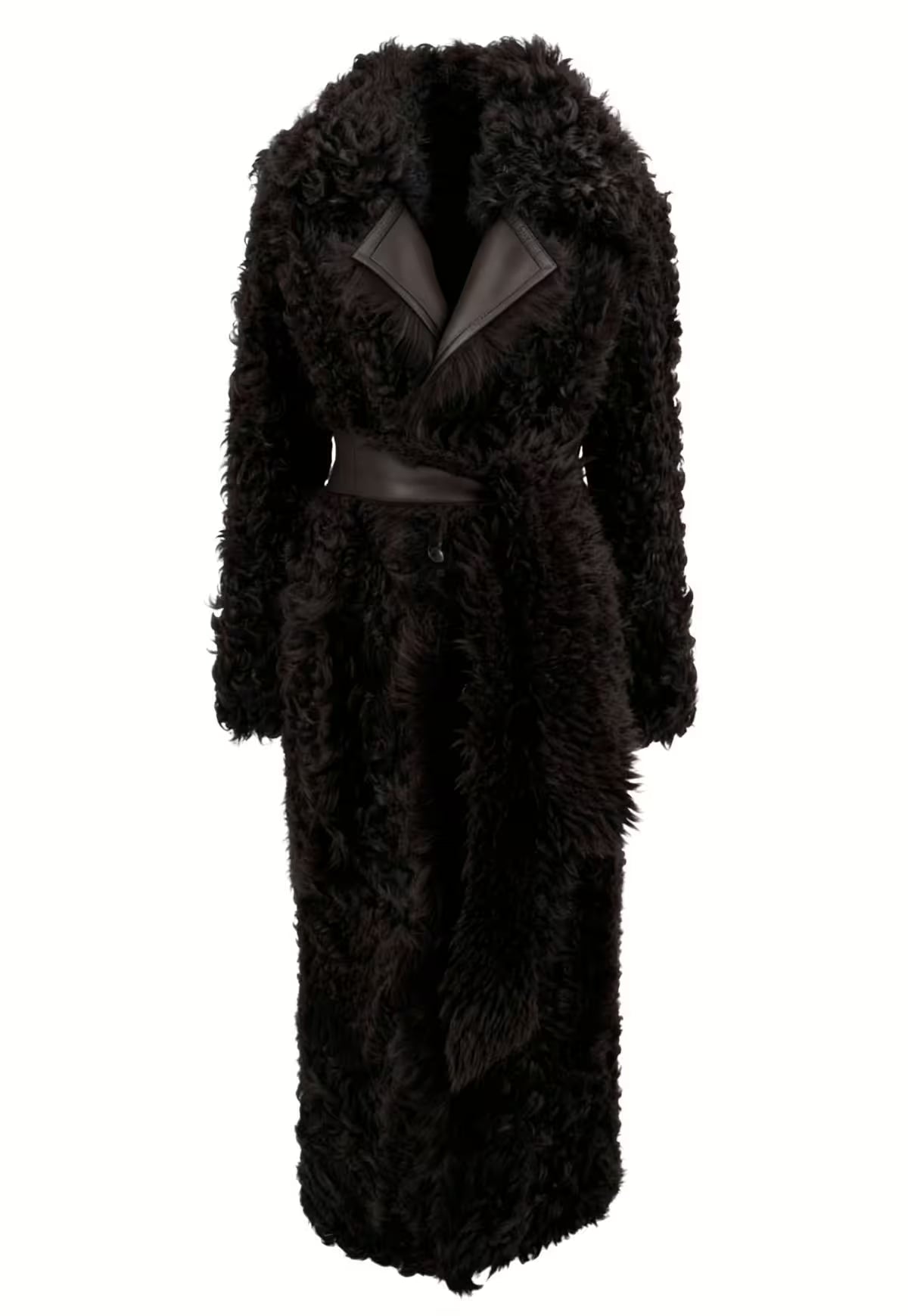 Curly Reversible Coat Noella in Lambskin - Dark Brown