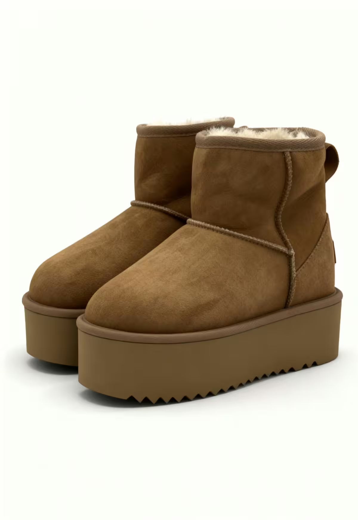Arctic Luxe Platform Winter Boots Brown Lambskin