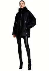 Shearling lambskin jacket with a stylish curly collar