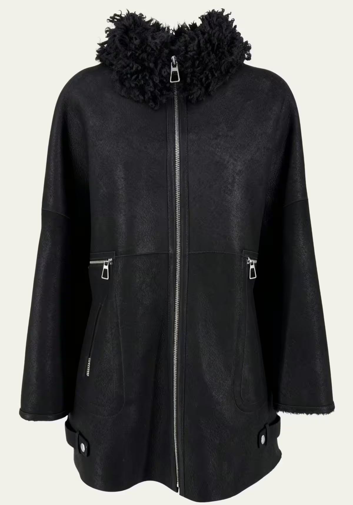 Shearling lambskin jacket with a stylish curly collar