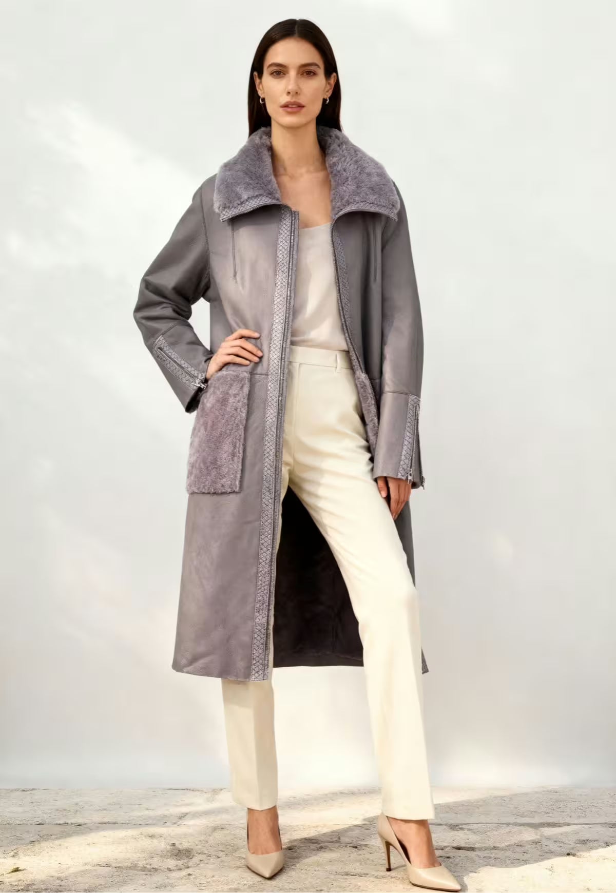 Reversible Coat - Luxurious Lambskin & Fine Nappa Leather - Timeless Elegance