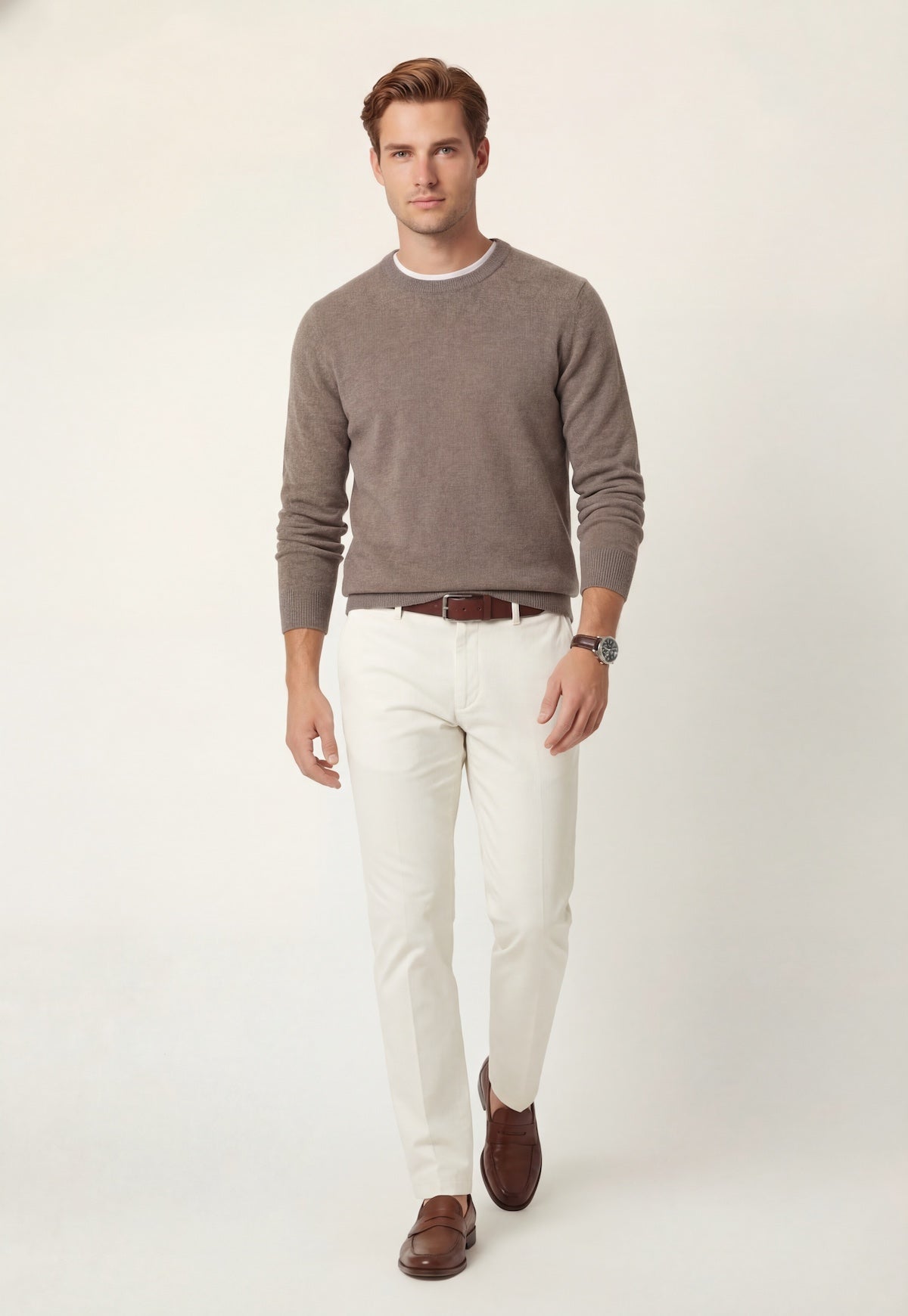 Unisex Cashmere Sweater Soft Taupe - Premium Wool Sweater