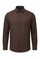 Men's Shirt made of 100% Linen in Brown - Summer Shirt with Kent Collar