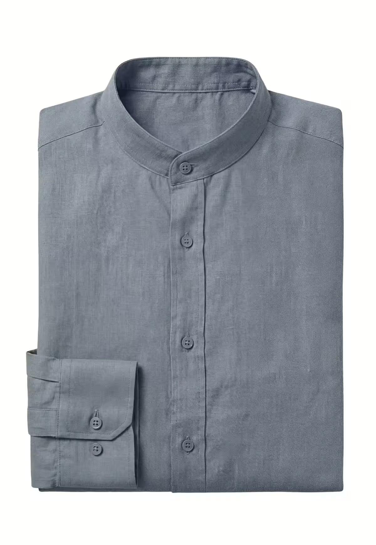 Men's Shirt in Light Blue Made from 100% Linen – crisp, airy, with a stand-up collar