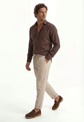 Linen Trousers in Beige - Elegance Meets Casualness, Made from 100% Linen