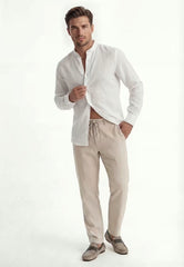 Linen Trousers in Beige - Elegance Meets Casualness, Made from 100% Linen