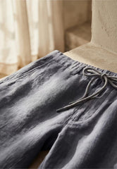 Deep blue linen shorts made of pure linen – natural clarity