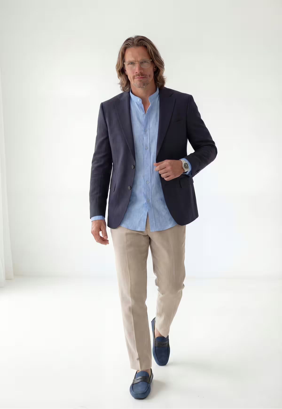 Linen blazer in blue made of pure linen – lightweight and timeless