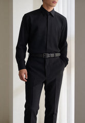 Black Leather Belt Made of Premium Buffalo Leather Unisex