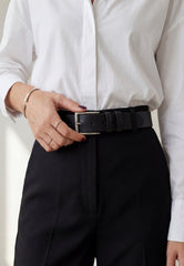 Black Leather Belt Made of Premium Buffalo Leather Unisex