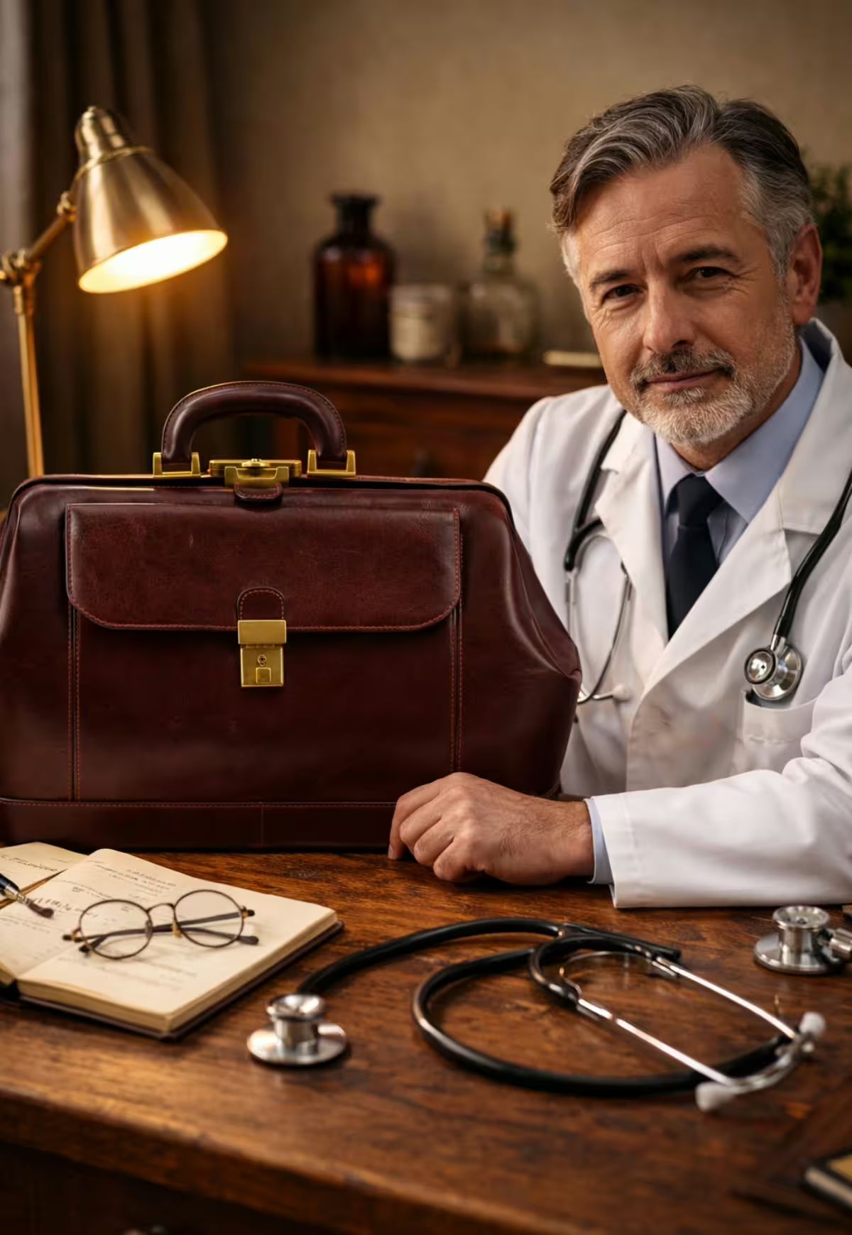 Spacious doctor's bag made of Italian full-grain leather – timeless & unisex