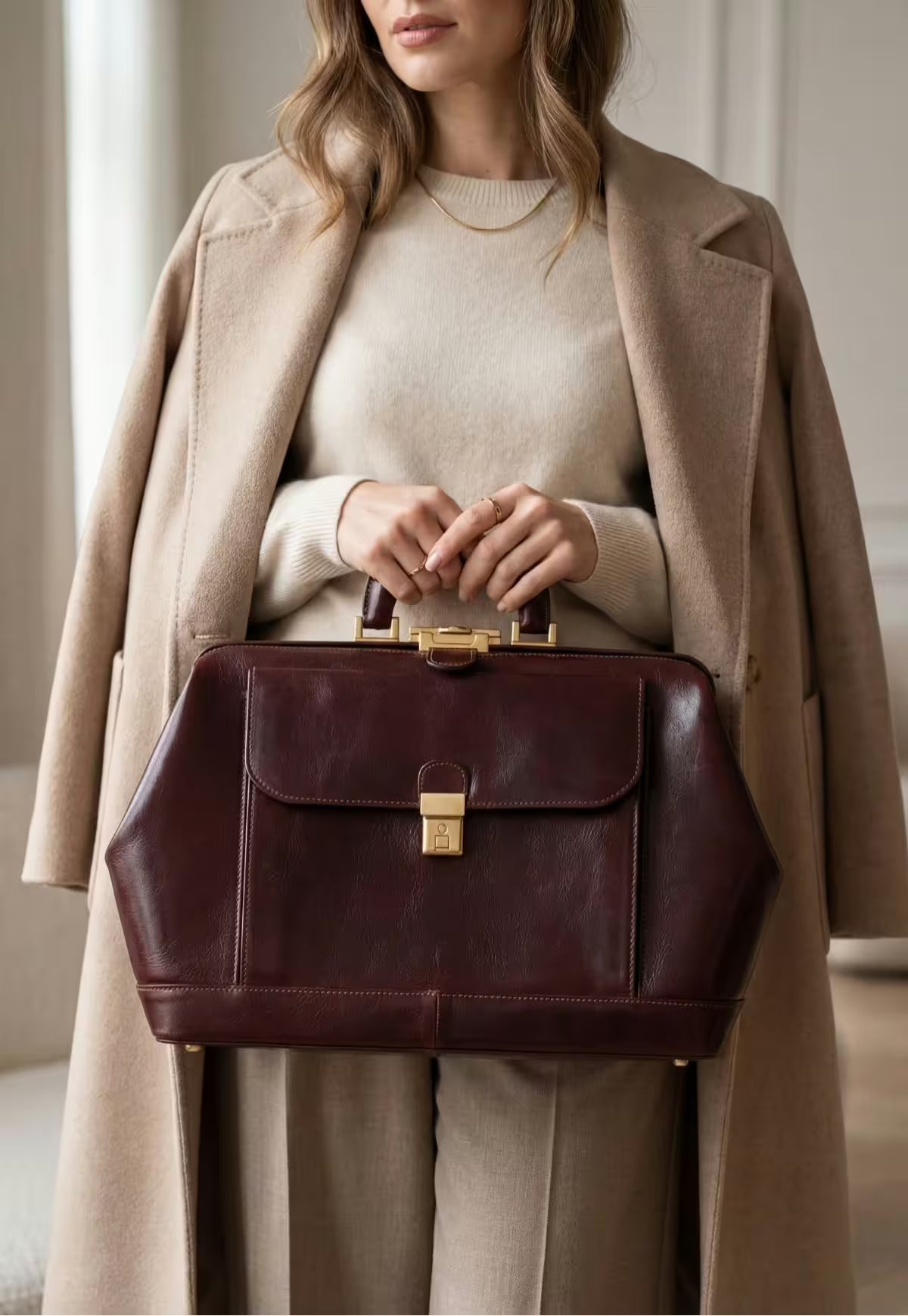 Spacious doctor's bag made of Italian full-grain leather – timeless & unisex