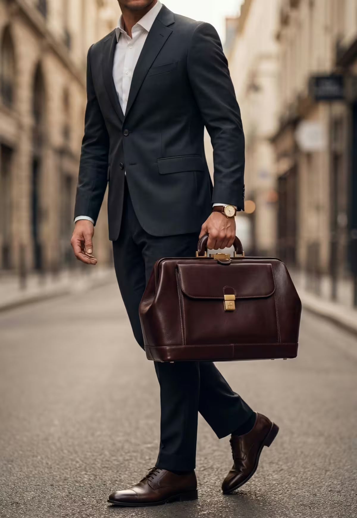 Spacious doctor's bag made of Italian full-grain leather – timeless & unisex