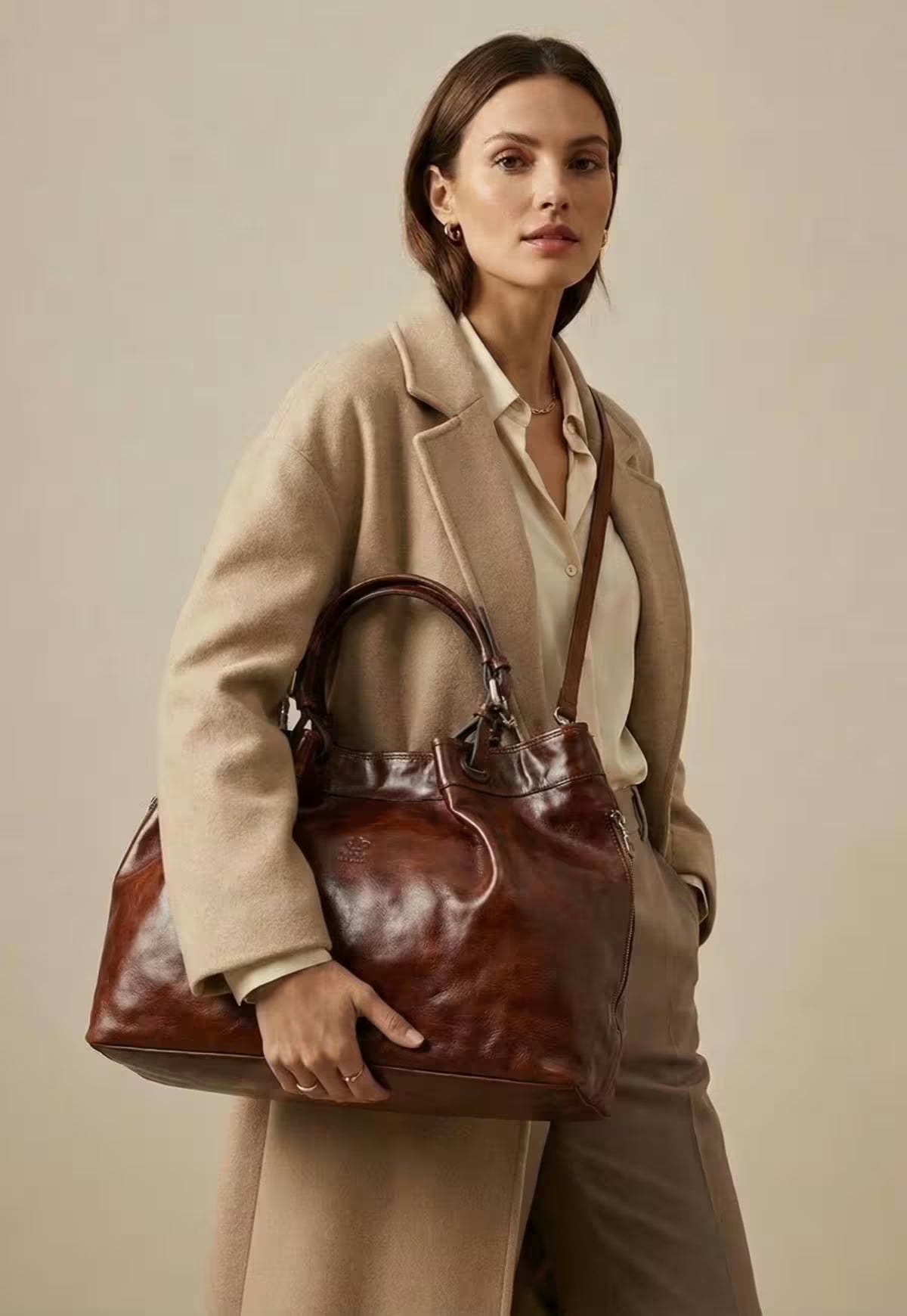 Luxury Leather Tote Handbag - The Icon Brown