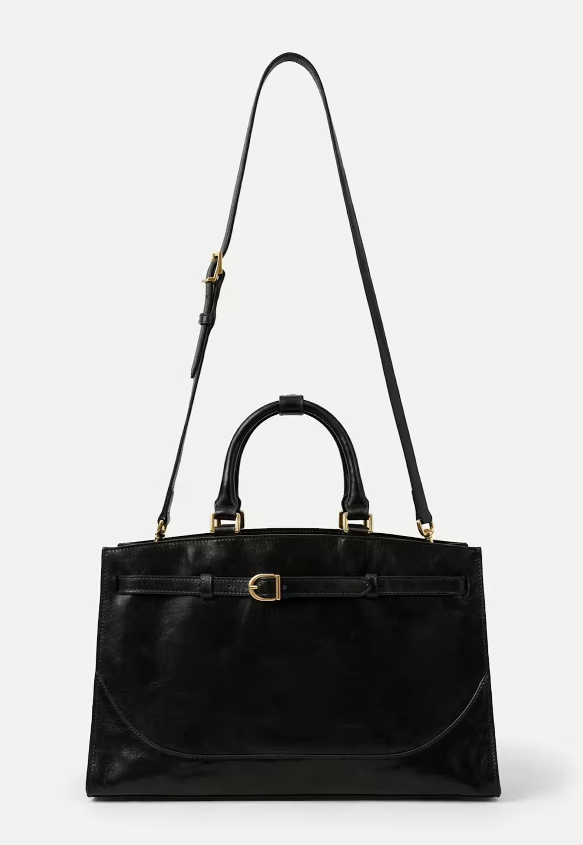 Elegant Leather Hobo Bag - Noravia Black