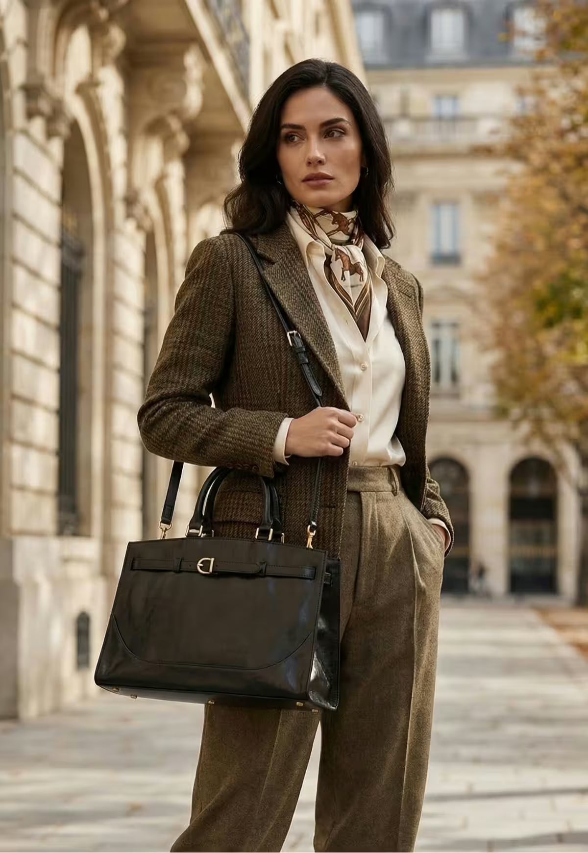 Elegant Leather Hobo Bag - Noravia Black