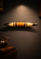 Bull Horn Wall Decor Model 7 - Natural Horn Unique Piece with Leather-Wood Mount
