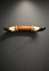 Bull Horn Wall Art Model 9 – Natural Horn Unique Piece with Leather-Wood Mount