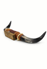 Bullhorn Wall Object Model 12 – Natural Horn Unique Piece with Leather-Wood Mount