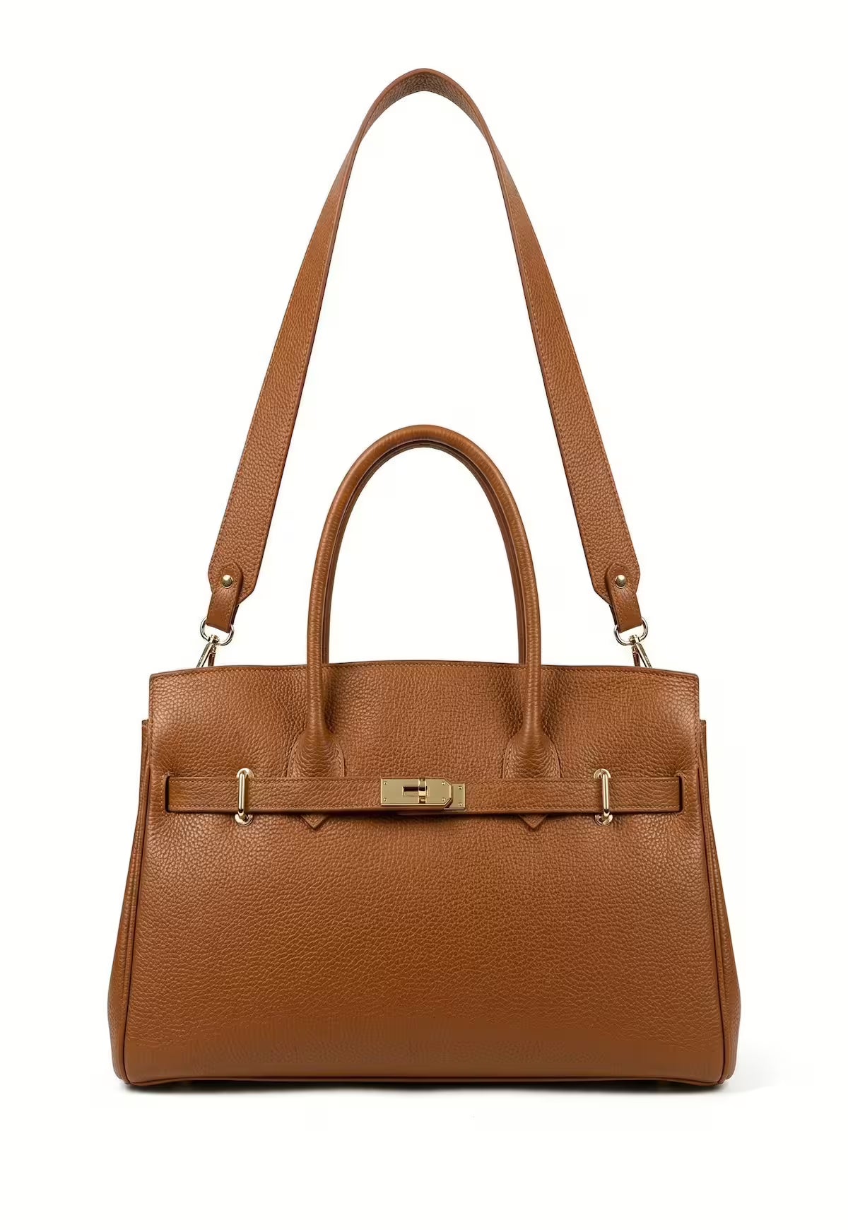 Elegant Leather Handbag for Women - Florence Camel