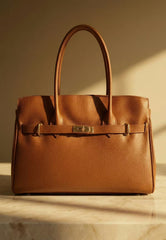 Elegant Leather Handbag for Women - Florence Camel