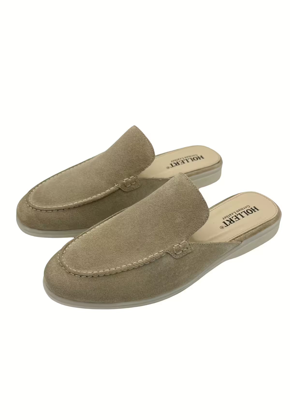 Men's Genuine Leather Loafers Beige HOL51