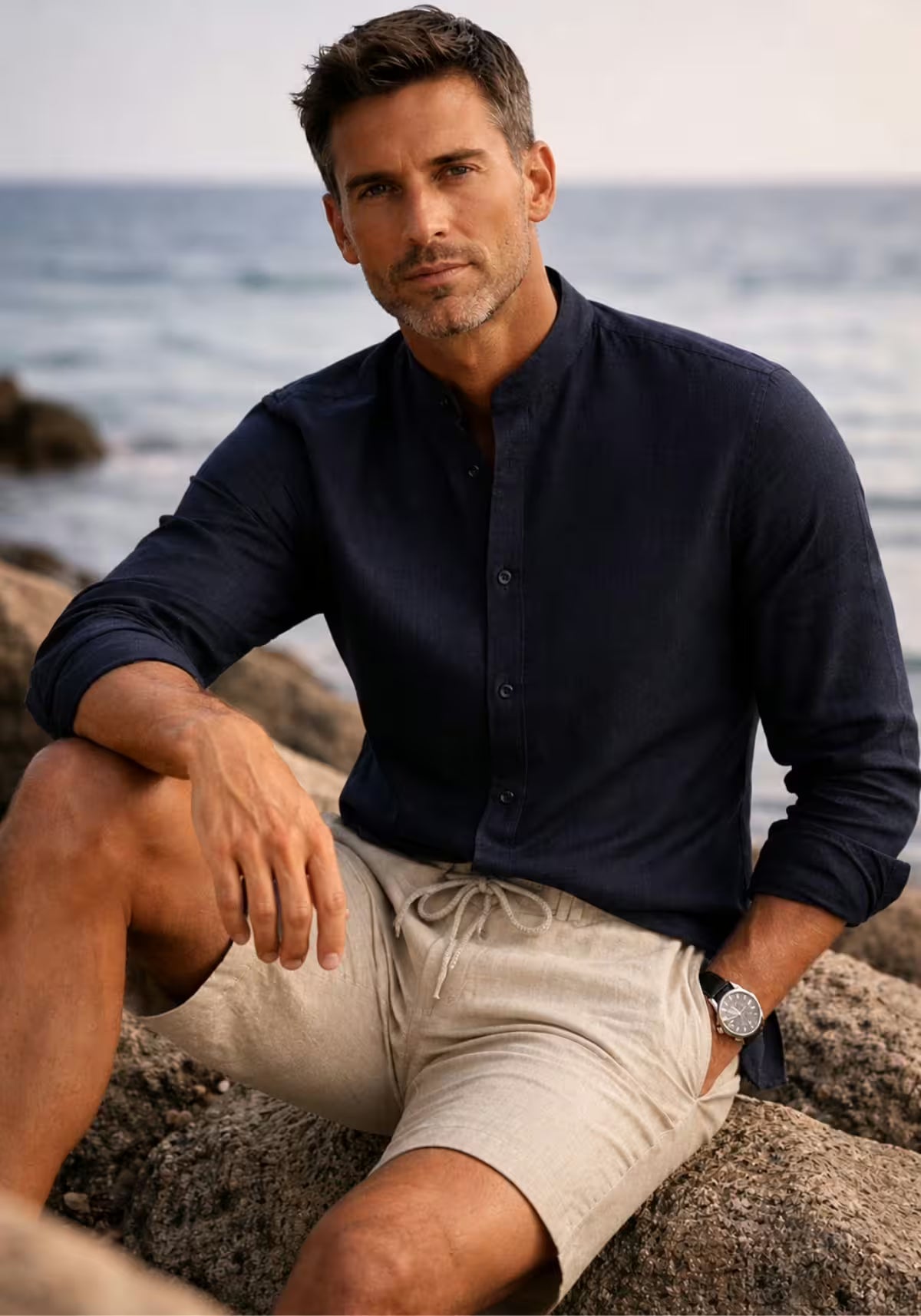Linen shorts in beige made of 100% linen – relaxed, airy, timeless