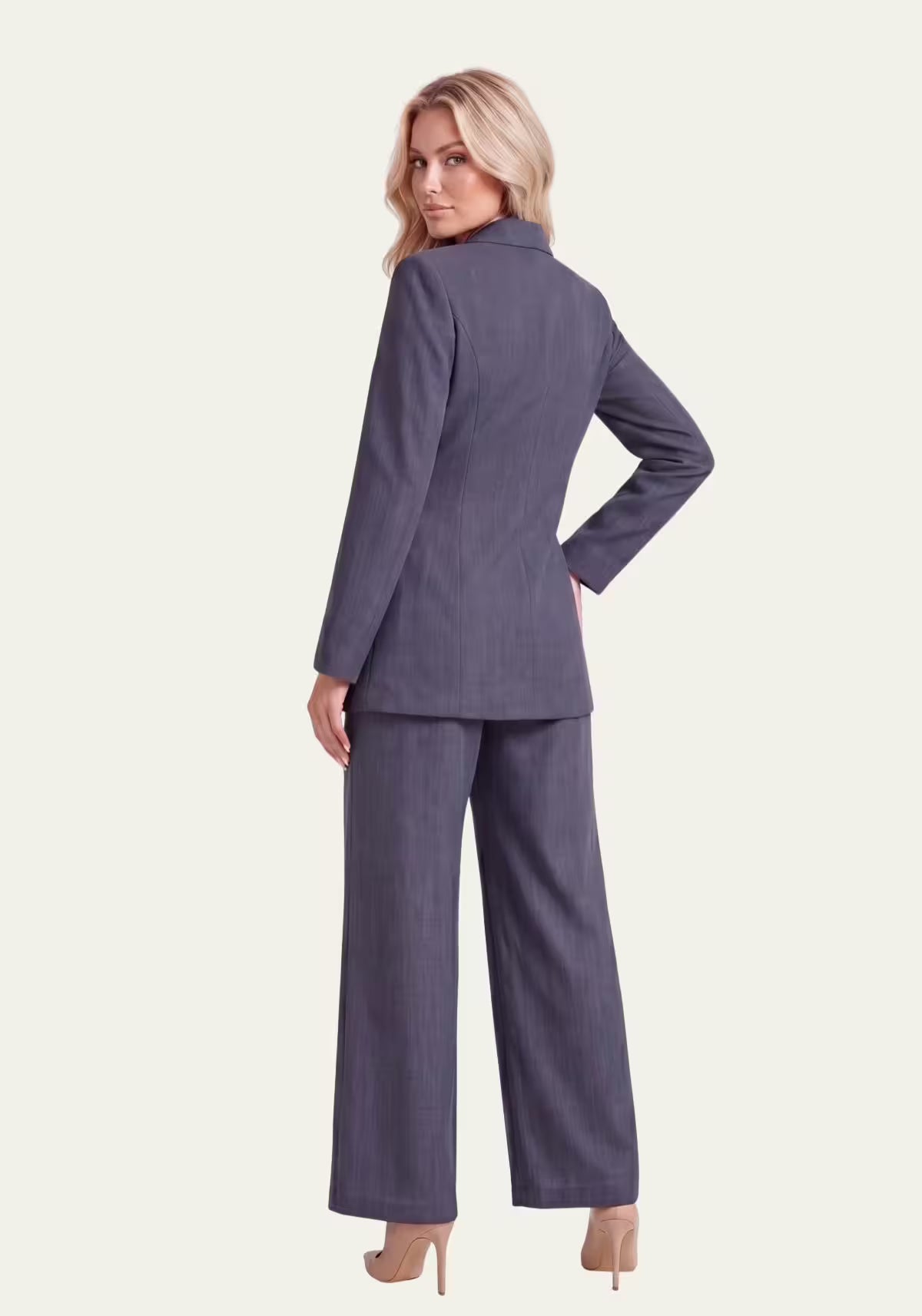 Women's Shirt & Women's Trousers Linen Blue – Wrap Blazer & Palazzo Trousers