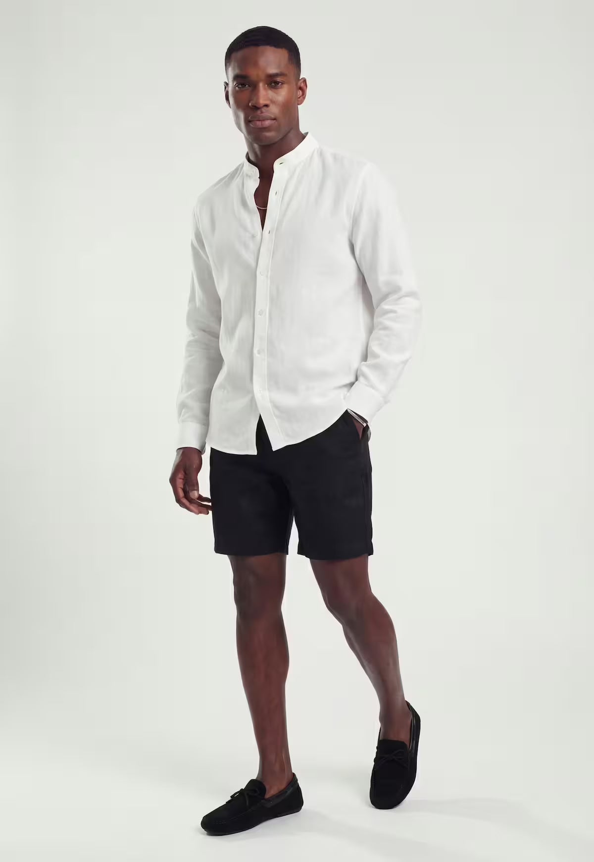 Deep black linen shorts made from pure linen - natural lightness
