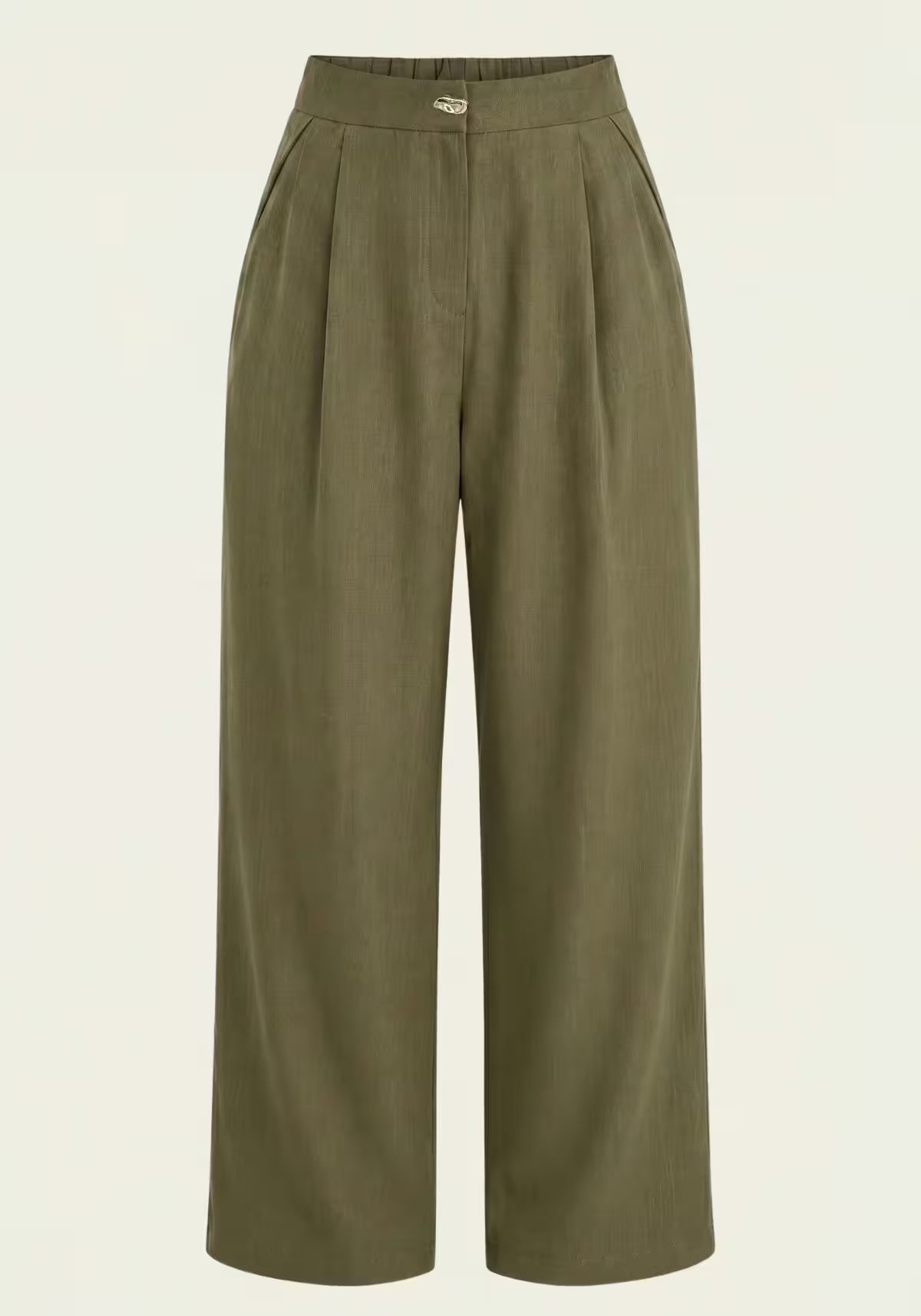 Women's Shirt & Women's Linen Pants Khaki – Long-Sleeve Blazer & Palazzo Pants
