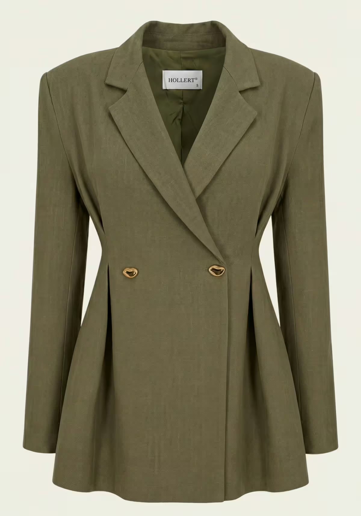 Women's Shirt & Women's Linen Pants Khaki – Long-Sleeve Blazer & Palazzo Pants