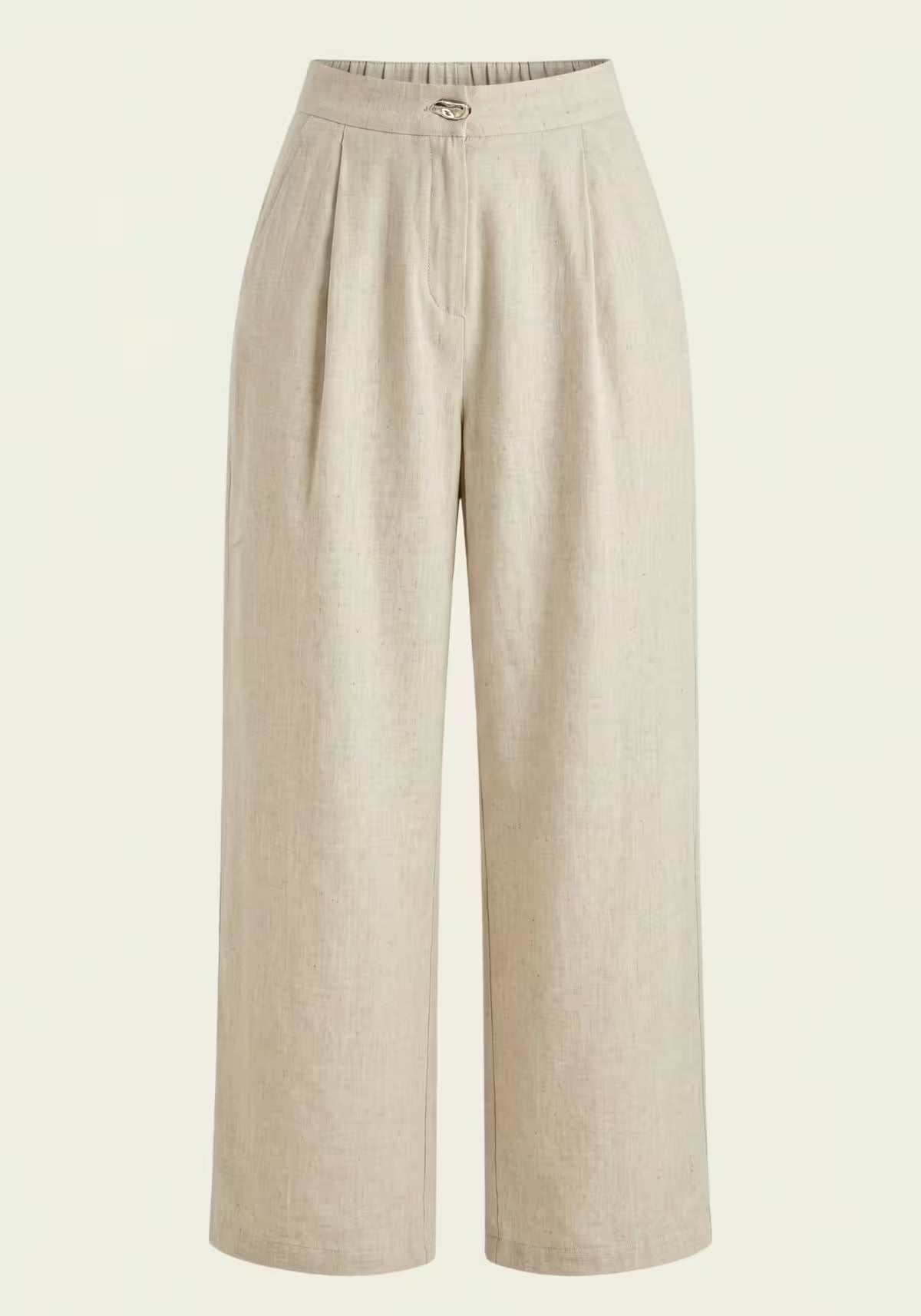 Women's Linen Shirt & Trousers Beige – Long-Sleeve Blazer & Palazzo Trousers