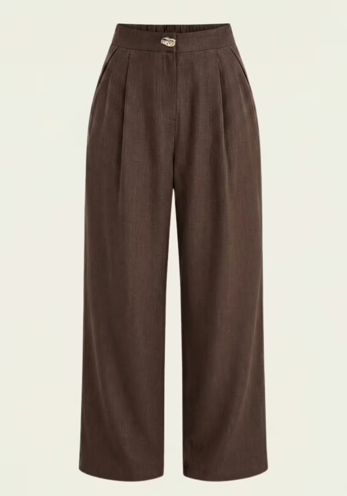 Women's Shirt & Women's Pants Brown – Long-Sleeve Blazer & Palazzo Pants