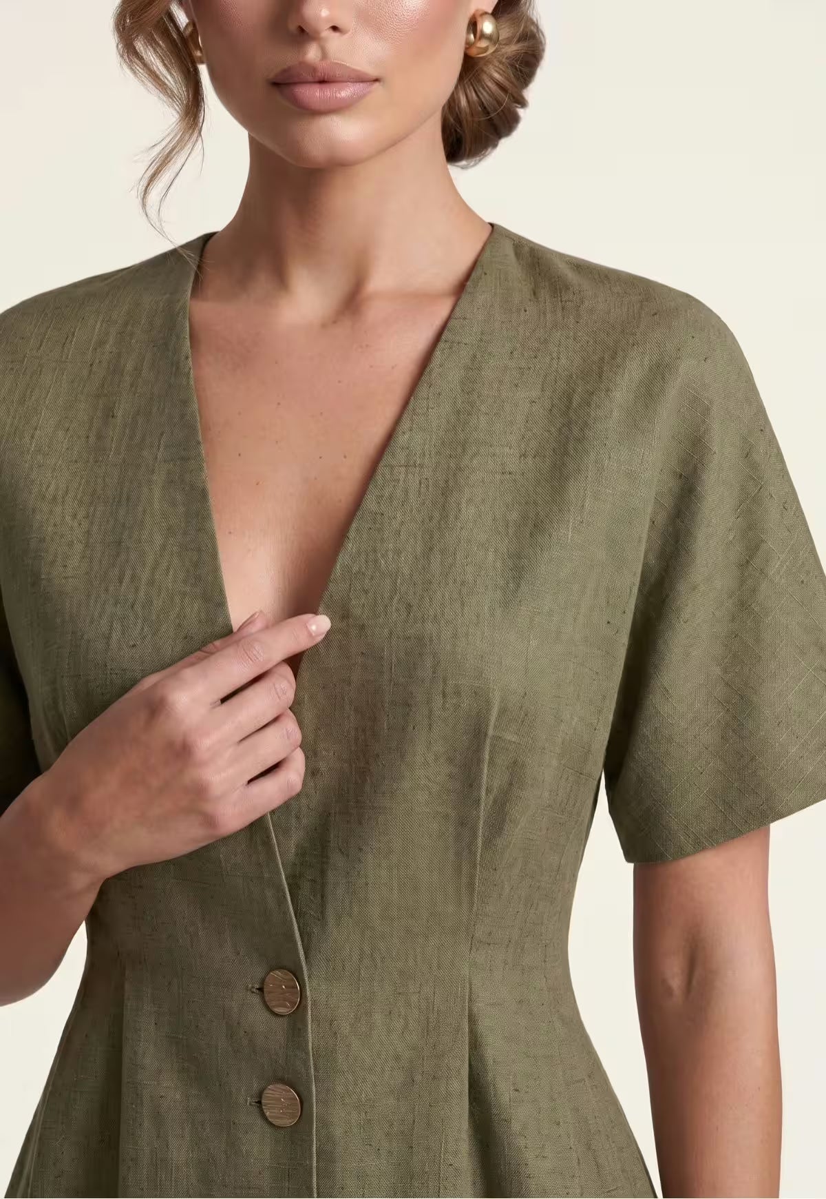 Women's Shirt & Women's Trousers Linen Khaki – Blazer & Palazzo Trousers