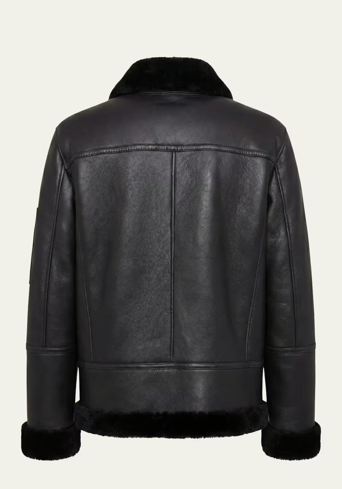 Lammfell Bomberjacke Aviator Black – Merino Shearling