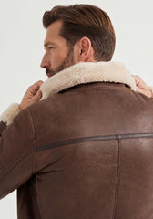 Lammfell Bomberjacke Aviator Mahagoni – Merino Shearling