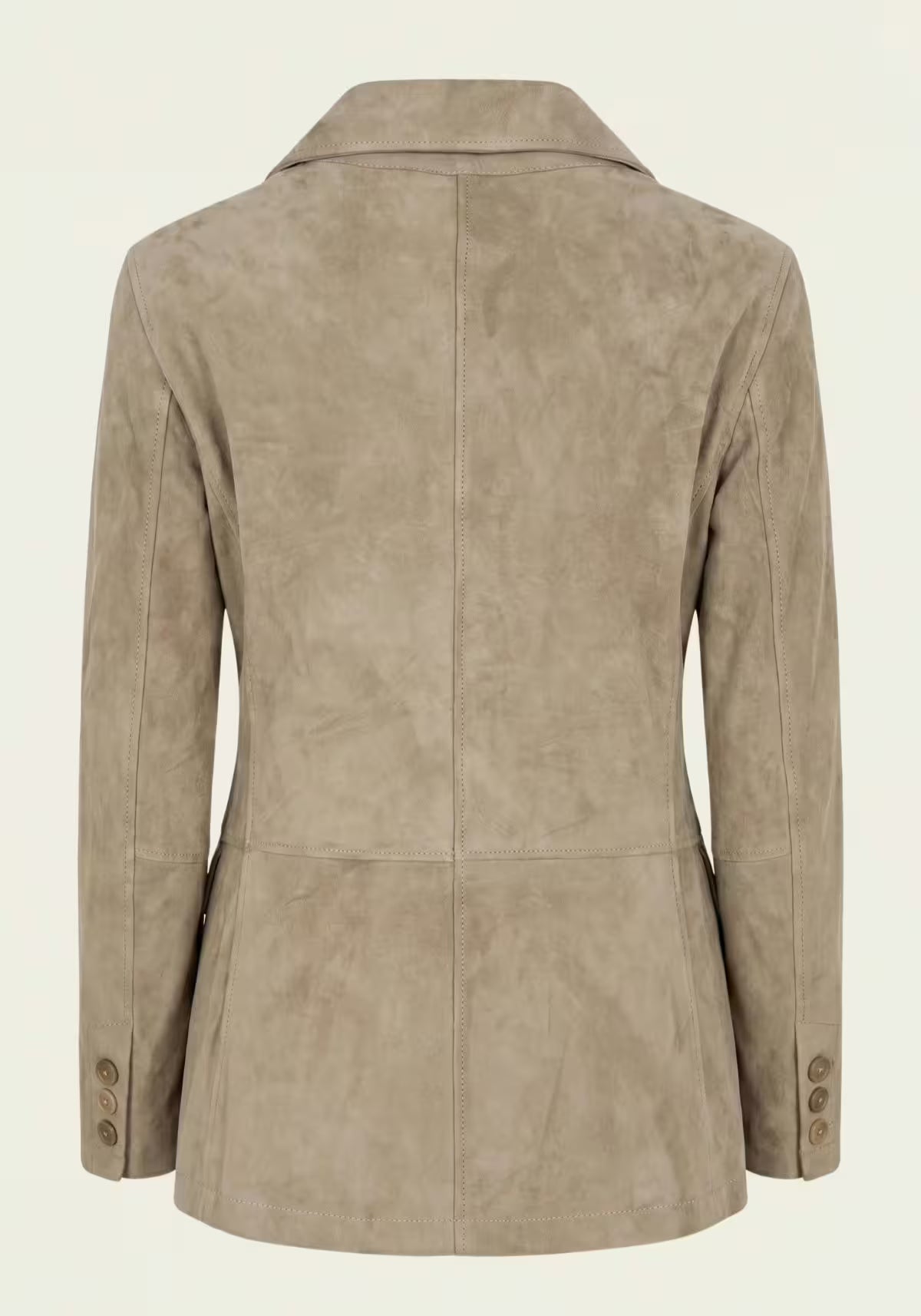 Eleganter Lederblazer Beige – Damen Sakko aus Lammveloursleder