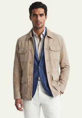 Leather Jacket in Beige – Classic Safari Style