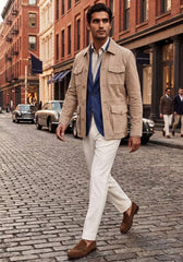 Leather Jacket in Beige – Classic Safari Style