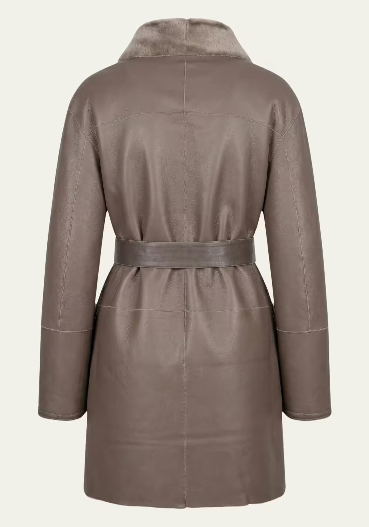 Exklusiver Merino Shearling Wendemantel Graubraun – Zwei Luxus-Looks in einem