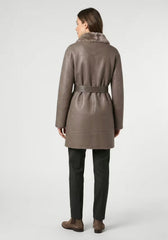 Exklusiver Merino Shearling Wendemantel Graubraun – Zwei Luxus-Looks in einem