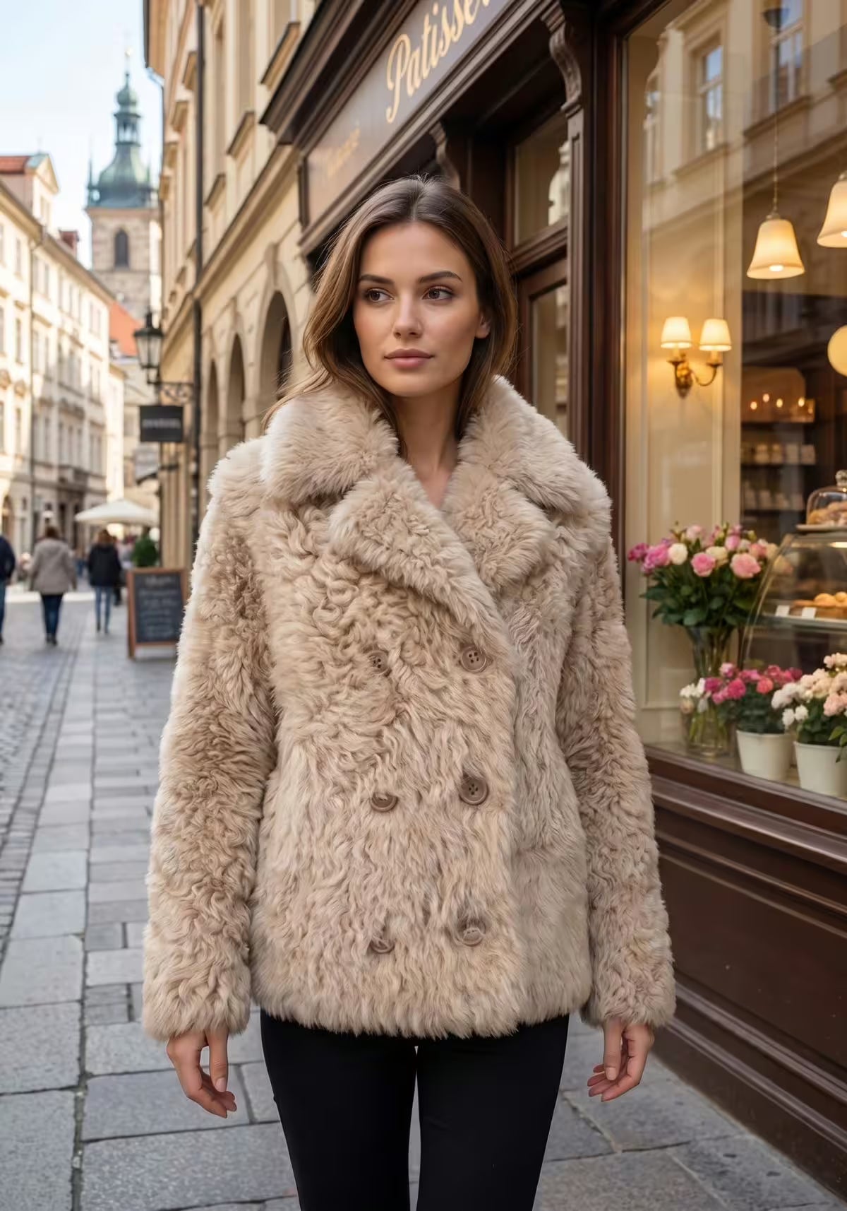 Curly Lammfell Wendejacke Beige – Doppelseitiger Luxus