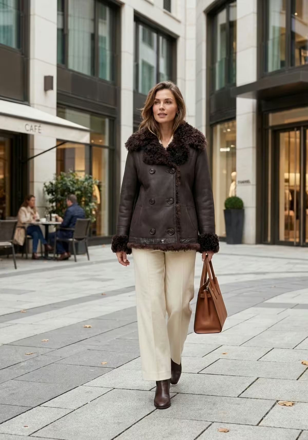 Curly Lammfell Wendejacke Dunkelbraun – Doppelseitiger Luxus