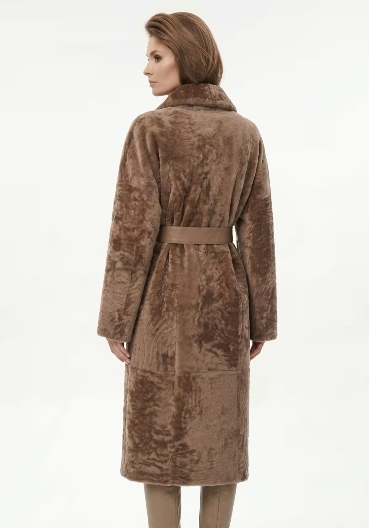 Luxus Shearling Lammfellmantel Cappuccino – Exklusive Damenmode
