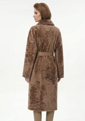 Luxus Shearling Lammfellmantel Cappuccino – Exklusive Damenmode